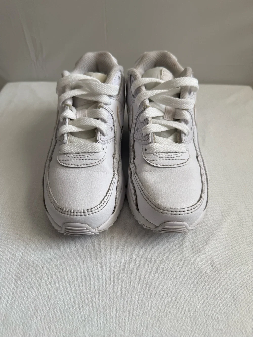Nike Air Max 90 LTR PS Triple White Kids Size 1Y CD6867-100 No Box